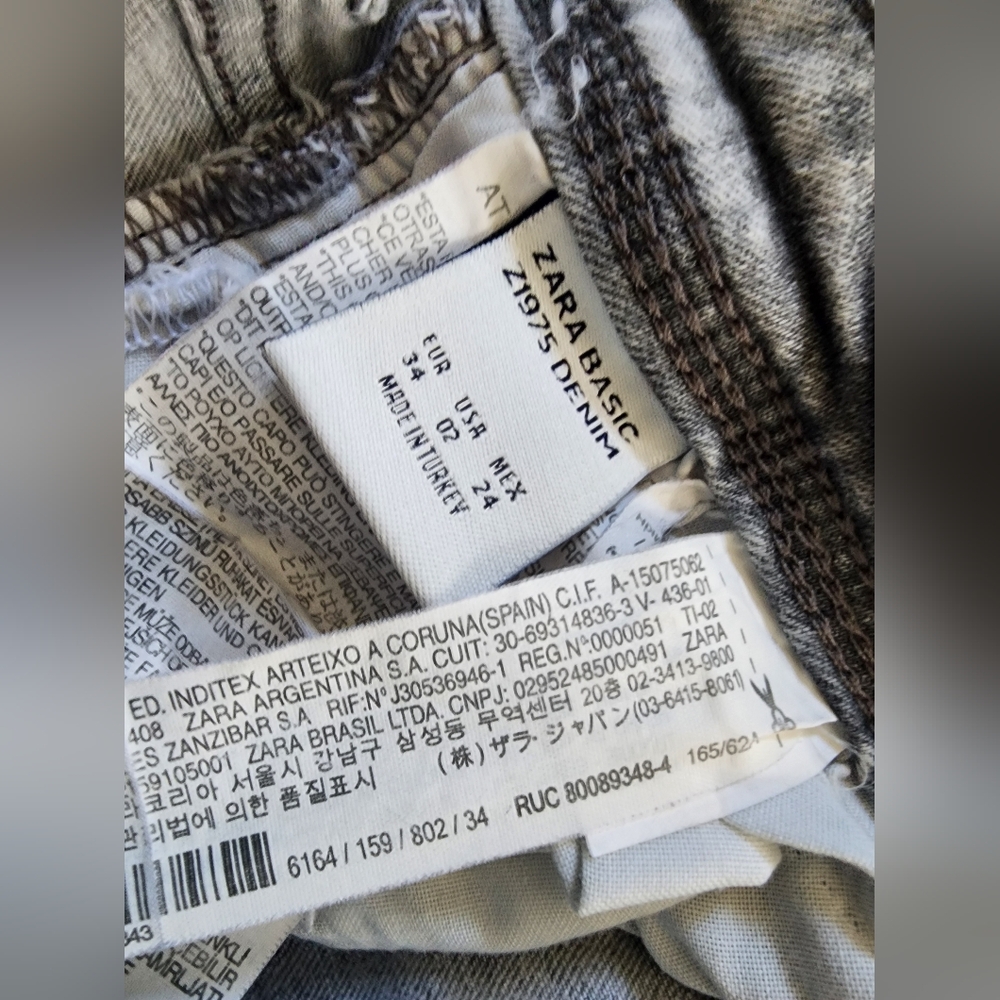 Zara Basic Light Grey Distressed Denim Jeans (sz … - image 11
